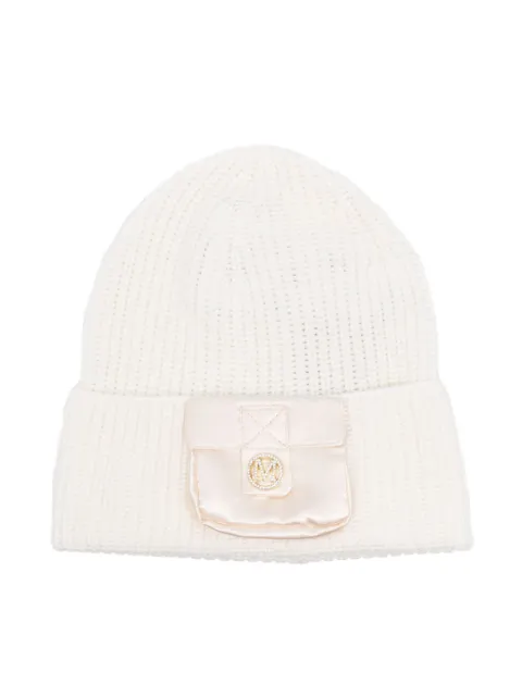 Monnalisa pouch-detail ribbed beanie