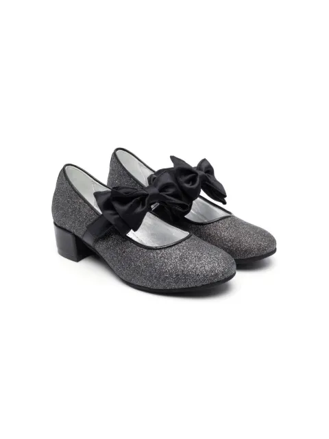 Monnalisa bow-detail 30mm block-heel ballerina shoes