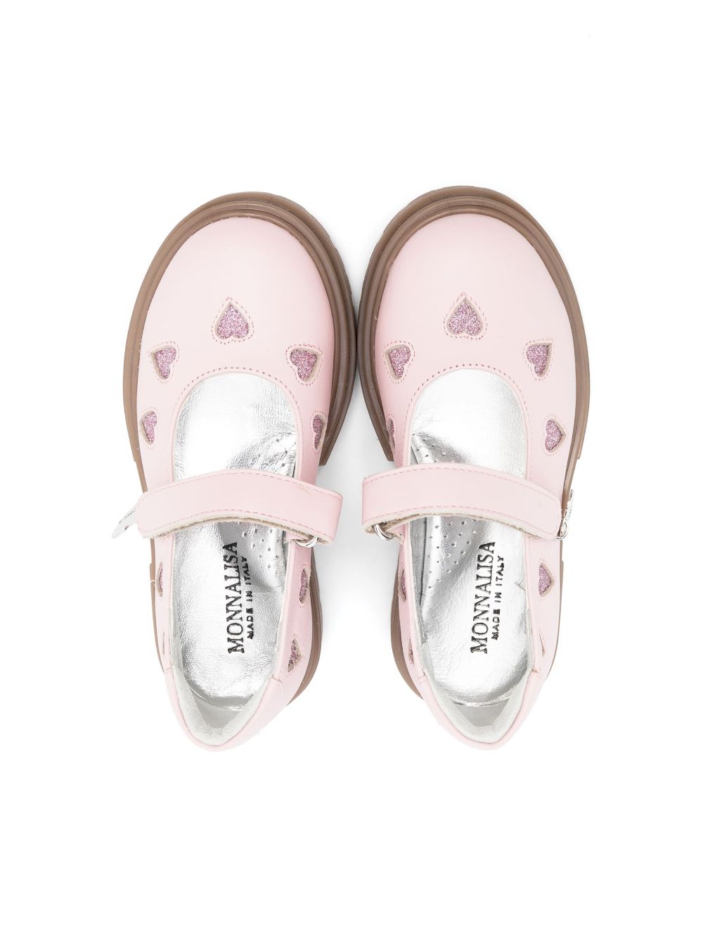 Shop Monnalisa Mary Jane Heart-motif Shoes In Pink