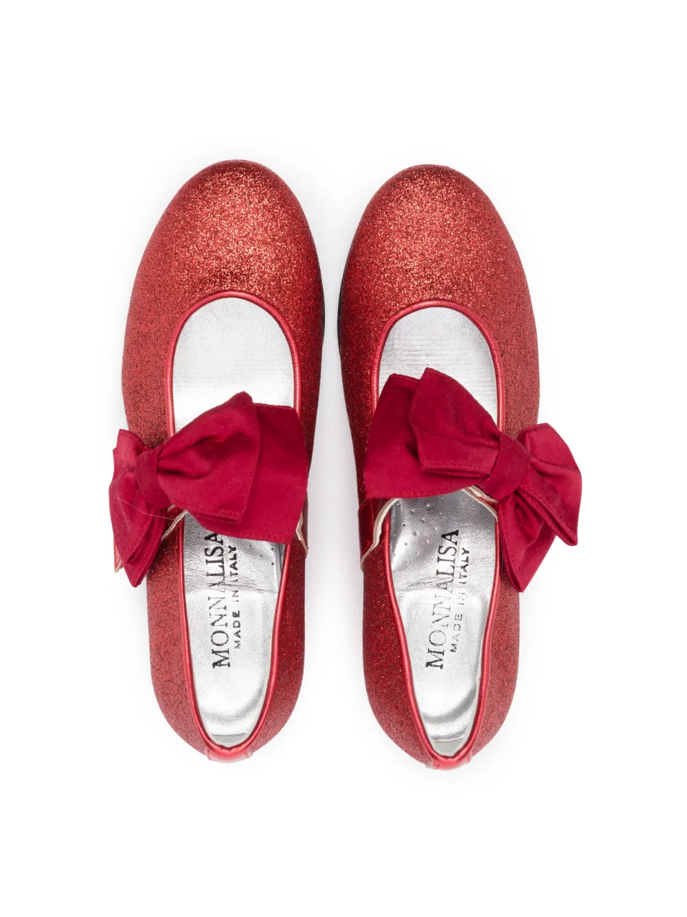 Monnalisa 35mm Bow-detail Leather Ballerina Shoes In Red