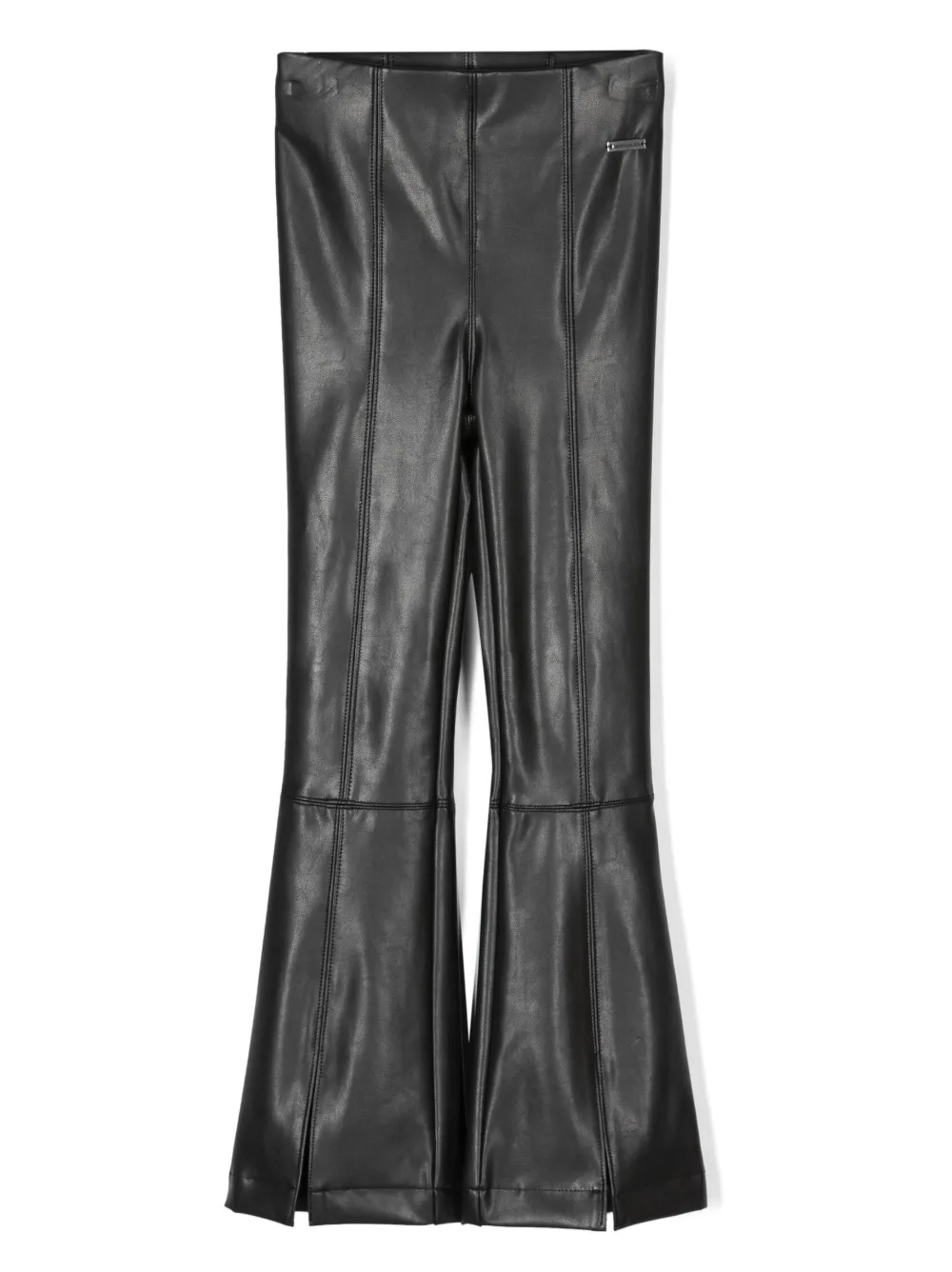 Monnalisa logo-patch flared trousers | Black | Image 1