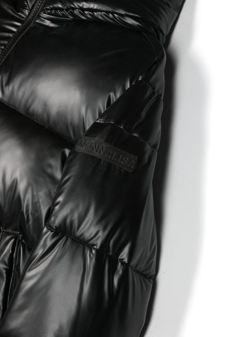 Shop Monnalisa Logo-patch Hooded Puffer Coat In Black