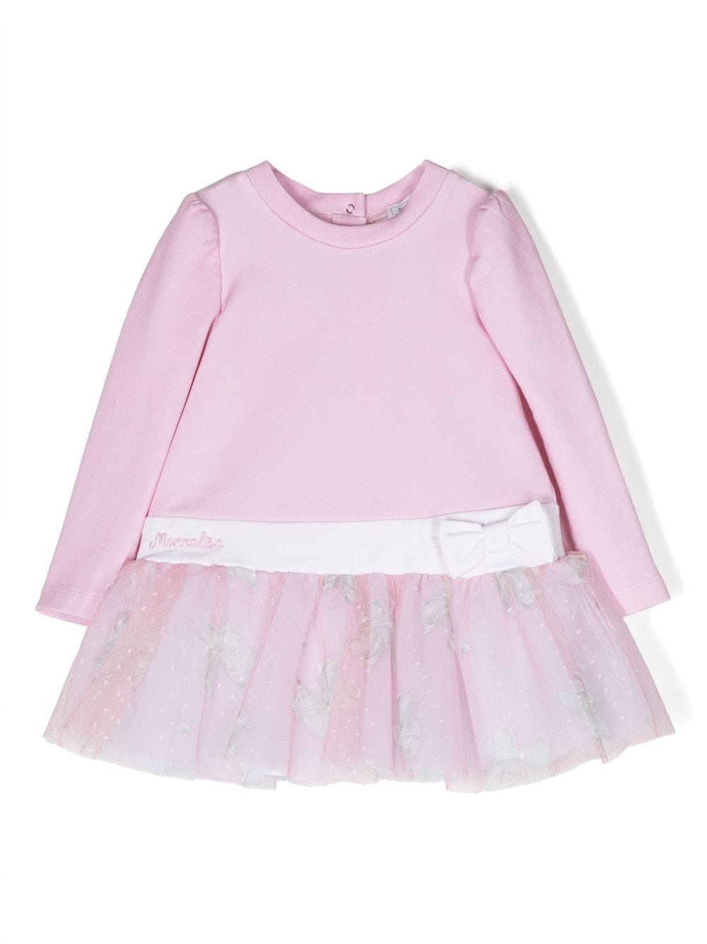 Monnalisa Babies' Logo-embroidered Flared Dress In Pink