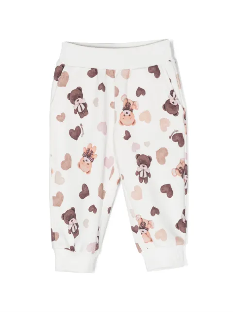 Monnalisa bear-print cotton track pants