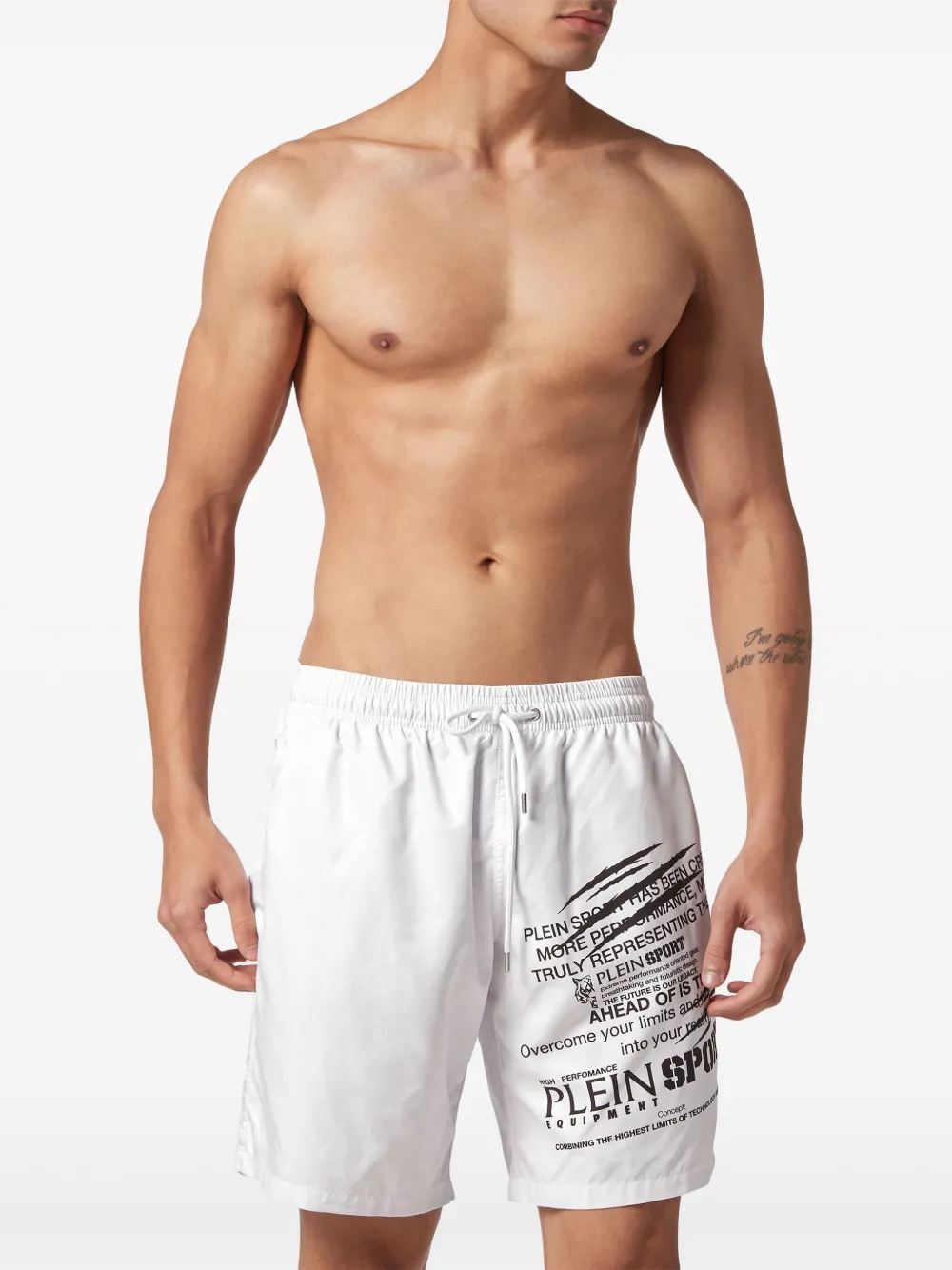 Shop Plein Sport Logo-print Swim Shorts In White