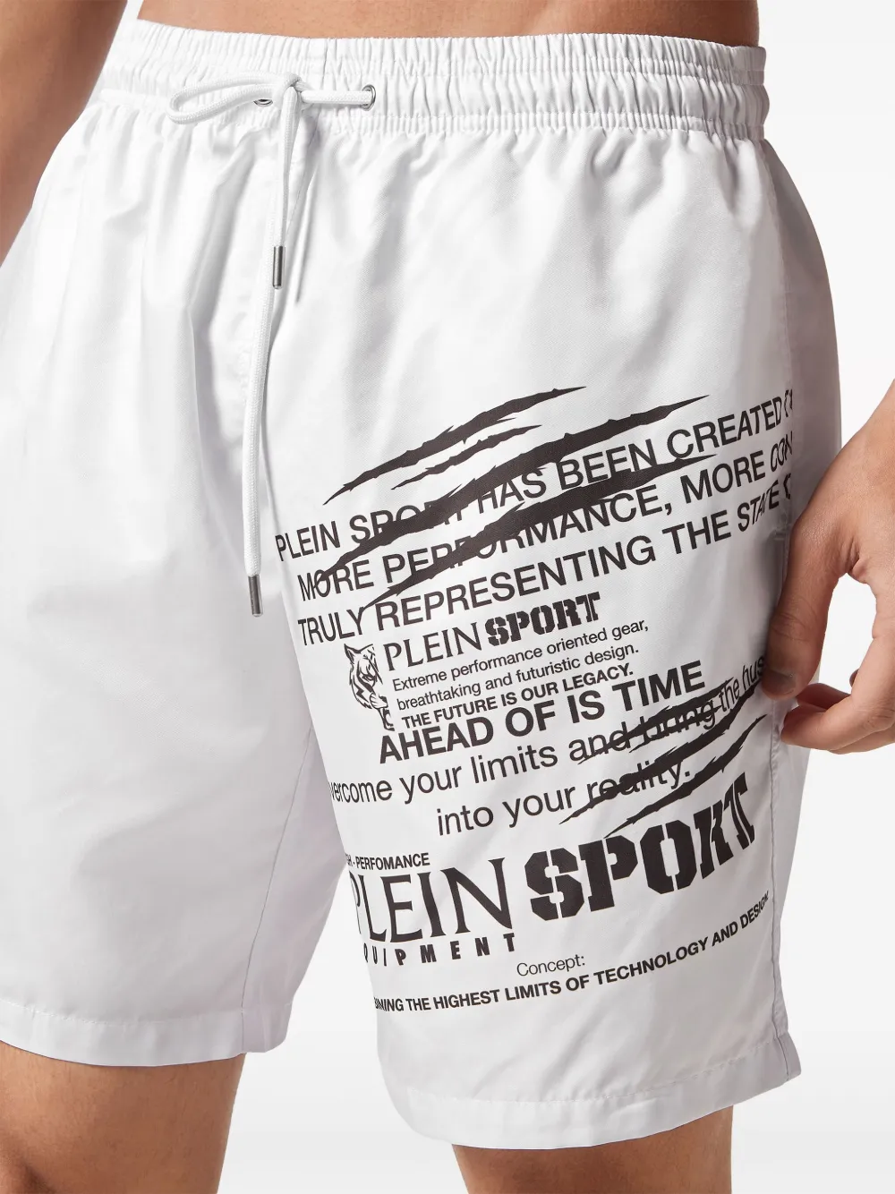 Shop Plein Sport Logo-print Swim Shorts In White