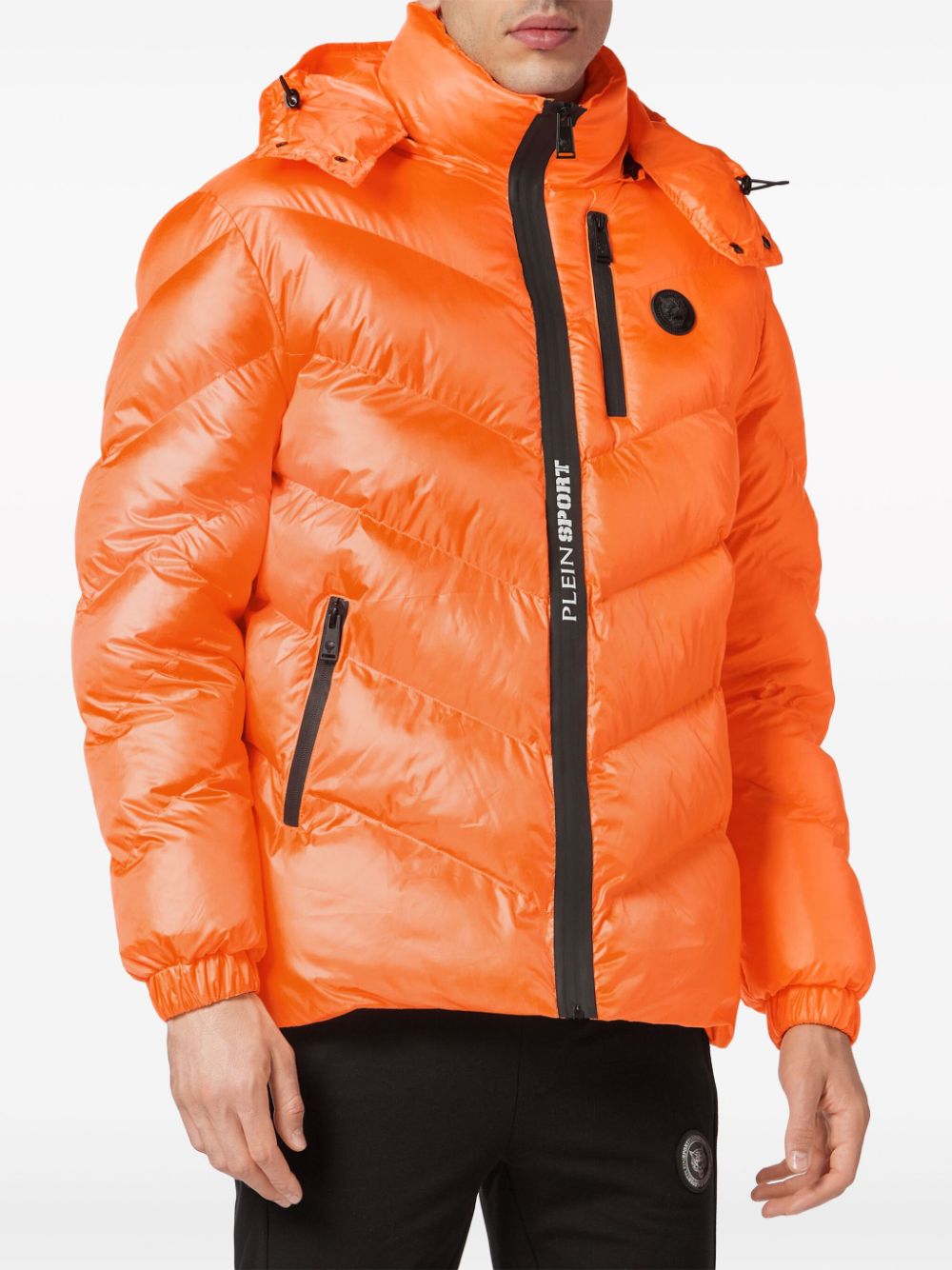 Shop Plein Sport Logo-patch Puffer Jacket In Orange