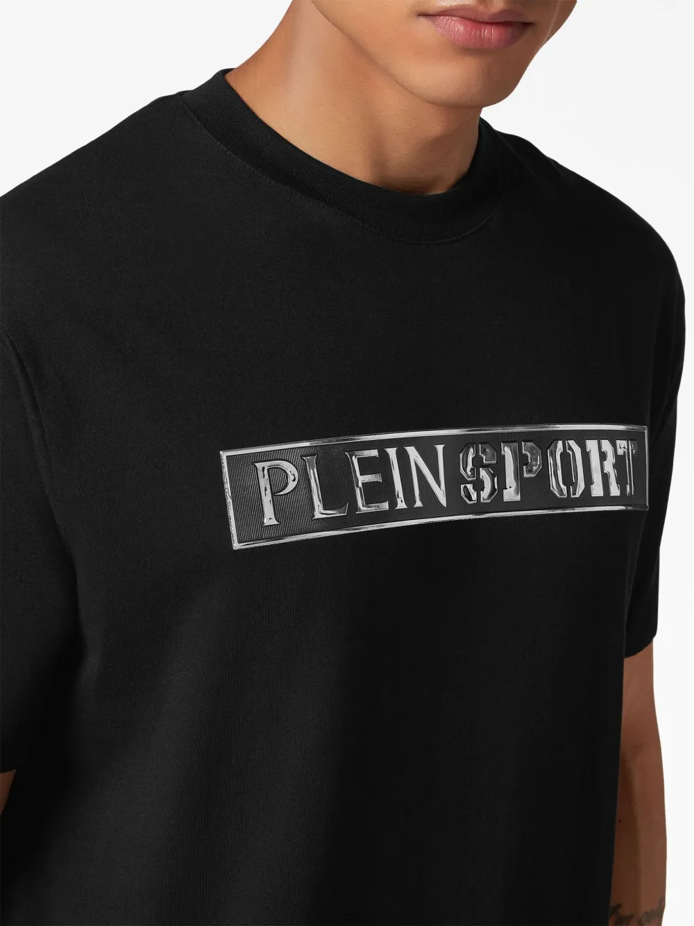 Plein Sport Logo-patch Cotton T-shirt In Black