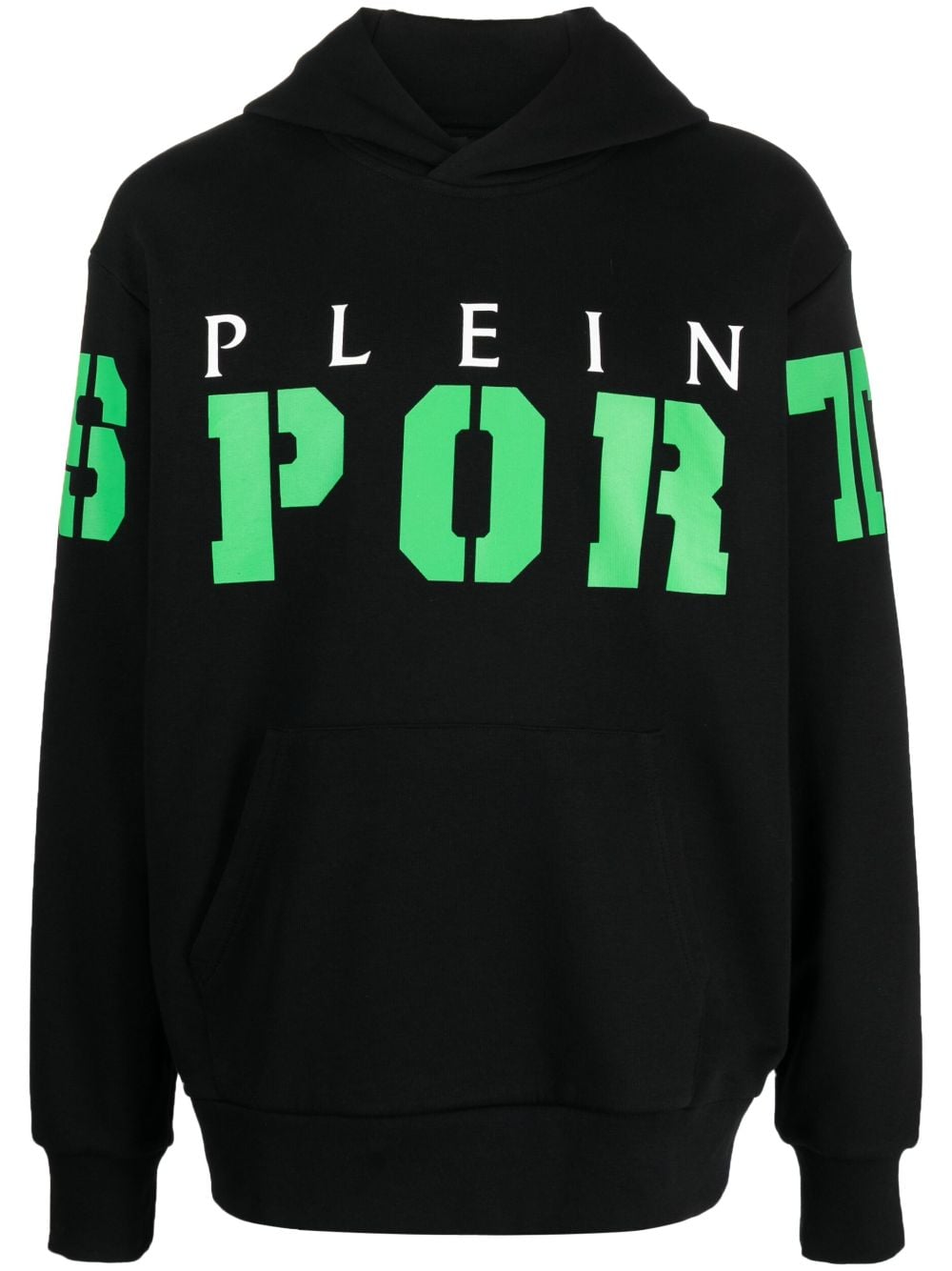 Plein Sport logo-print cotton hoodie - Black