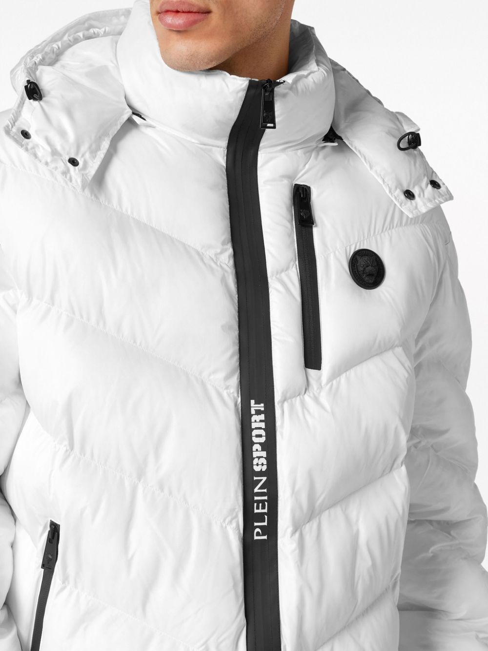 Shop Plein Sport Logo-patch Puffer Jacket In White