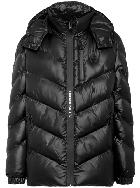 Plein Sport tiger-embroidered quilted coat