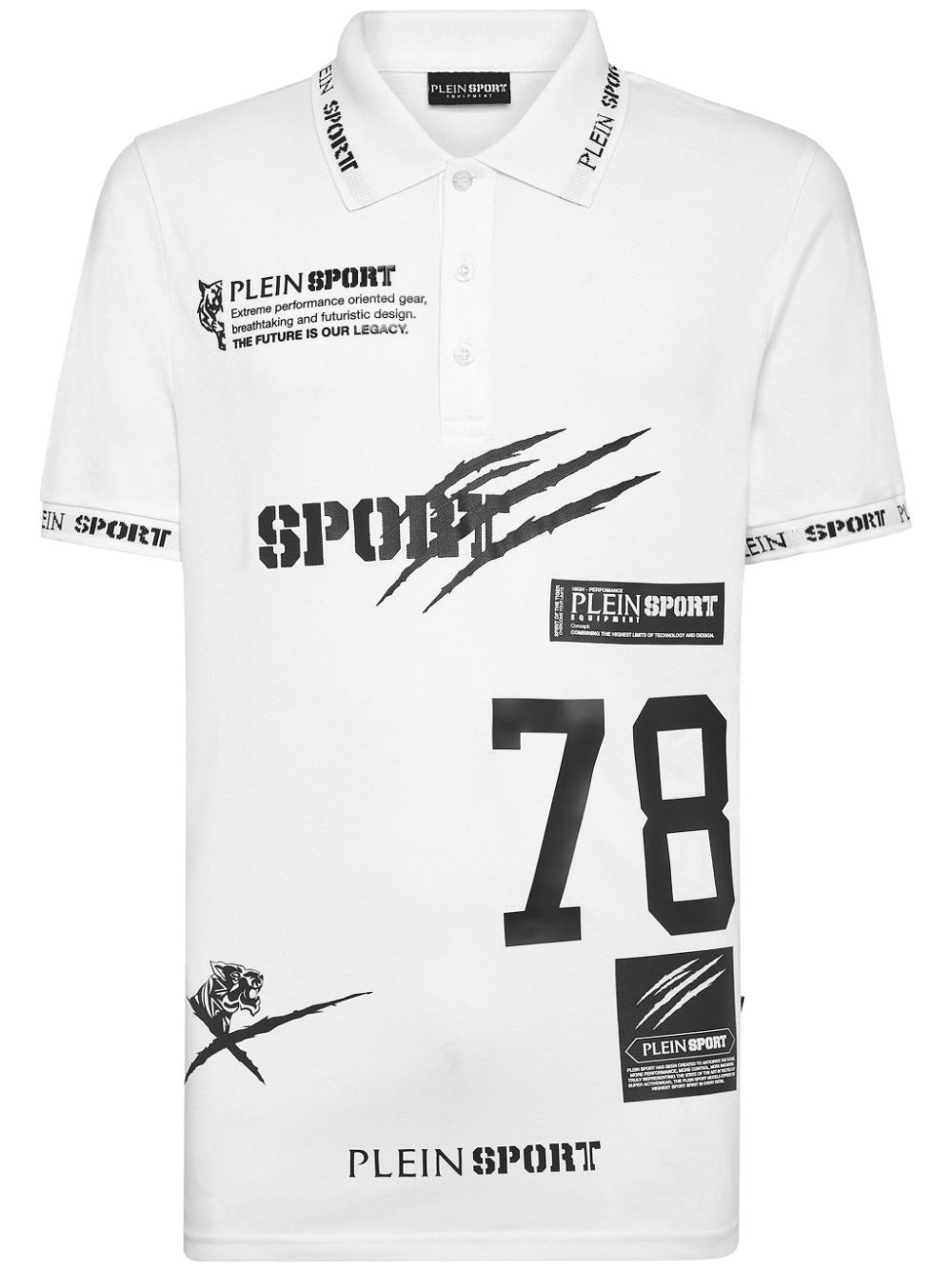 Plein Sport Logo-print Cotton Polo Shirt In White