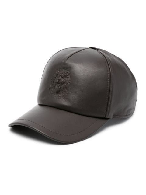 Billionaire logo-embossed leather cap