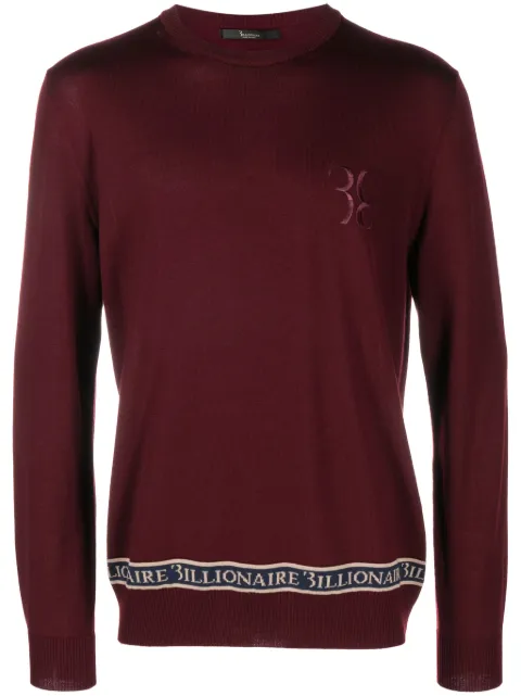Billionaire LS logo-embroidered wool-silk jumper