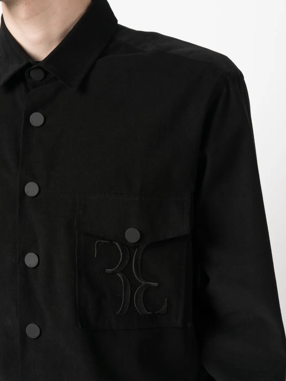 Monogram-Embroidered Cotton-Corduroy Shirt