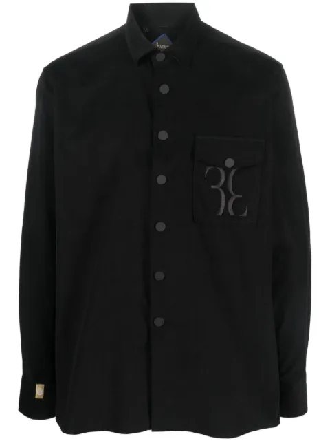 Billionaire monogram-embroidered cotton-corduroy shirt