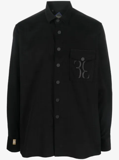Billionaire monogram-embroidered cotton-corduroy shirt
