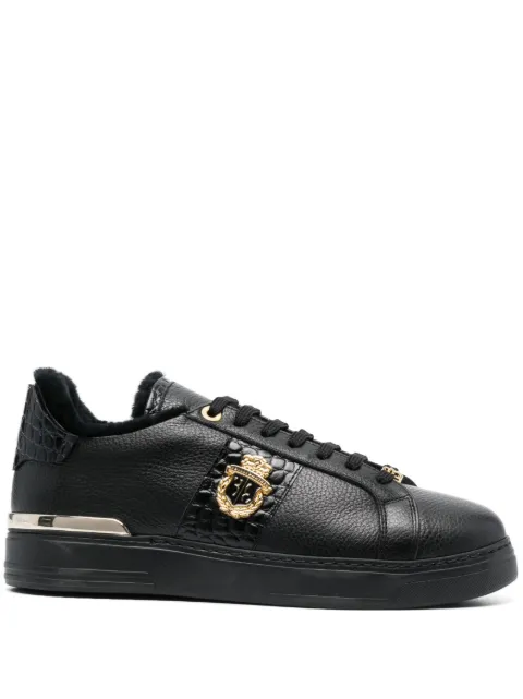 Billionaire logo-plaque low-top leather sneakers