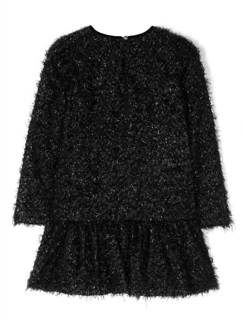 Shop Monnalisa Faux-fur A-line Dress In Black