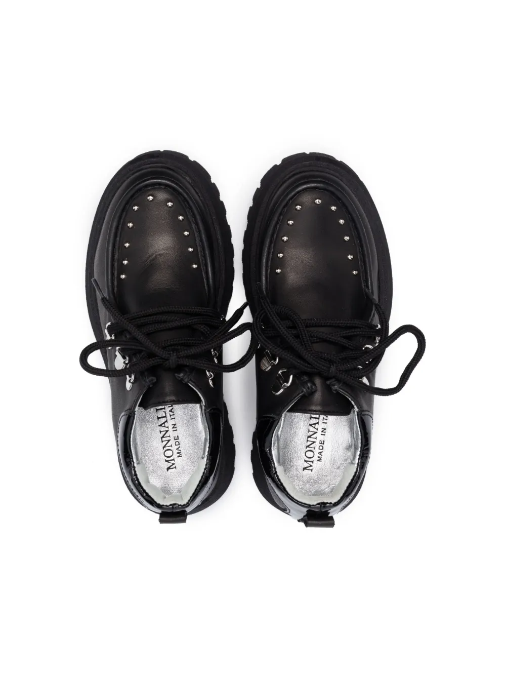 Monnalisa Stud-embellished Leather Loafers In Black