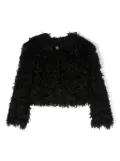 Monnalisa textured-finish crewneck jacket - Black