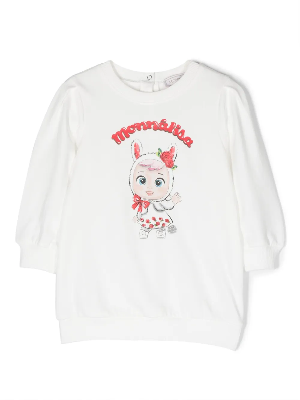 Monnalisa logo-print long-sleeve dress | White | Image 1