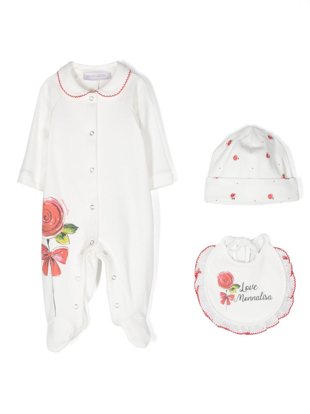 Monnalisa floral-print babygrow set - White