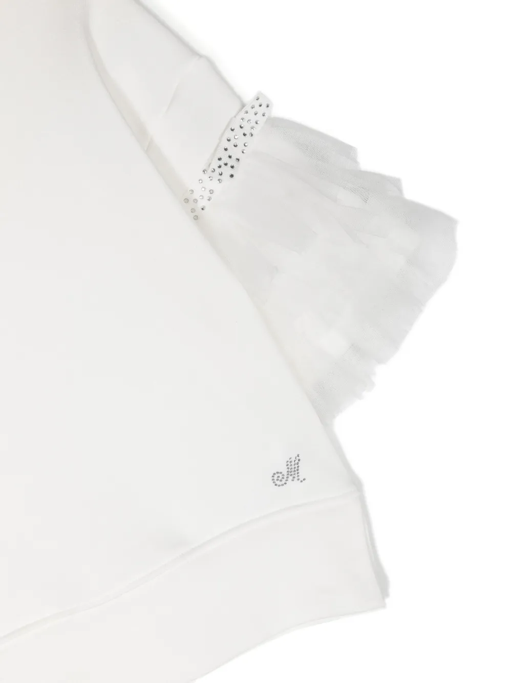 Monnalisa T-shirt met tulen mouwen Wit