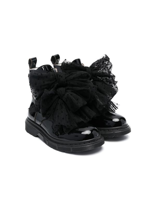 Black ruffle hot sale ankle boots