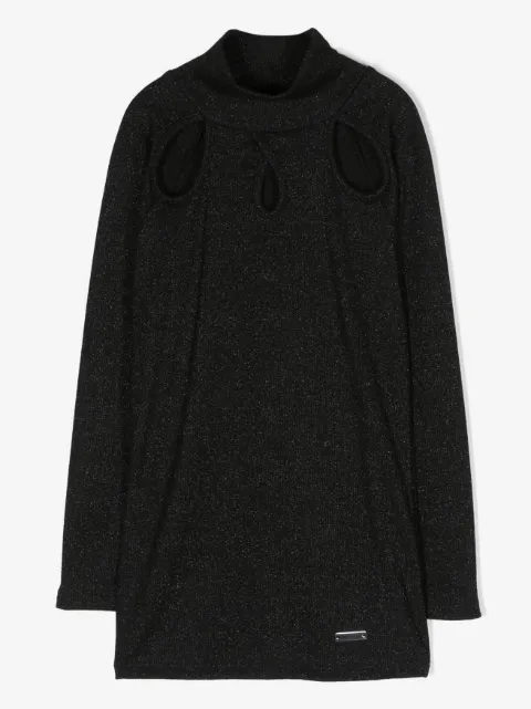 Monnalisa cut-out sparkle long-sleeve tunic