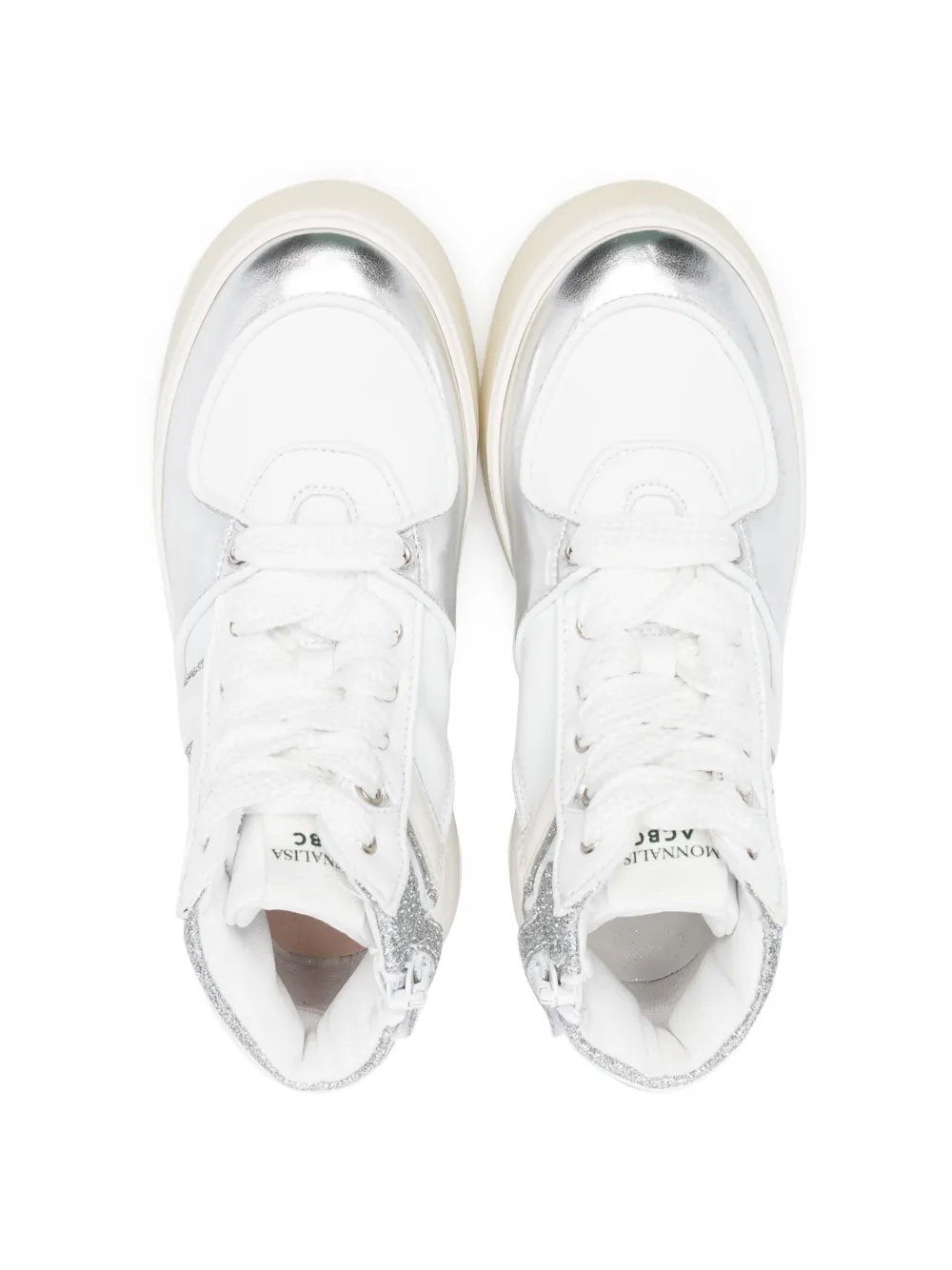 Monnalisa Metallic Logo-patch Sneakers In White