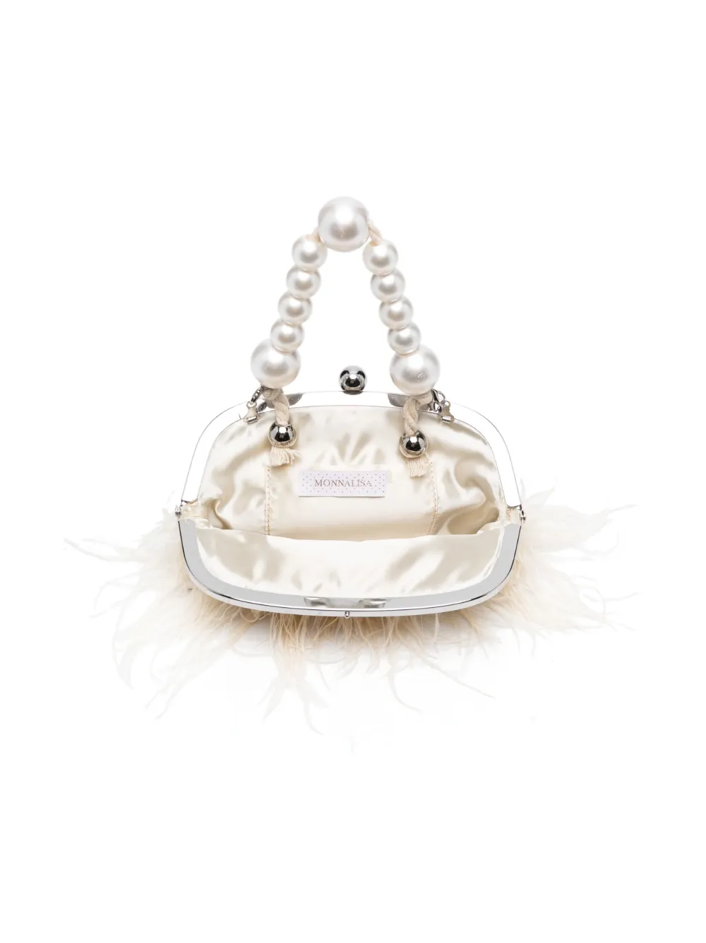Shop Monnalisa Feather-detailing Clutch Bag In Neutrals