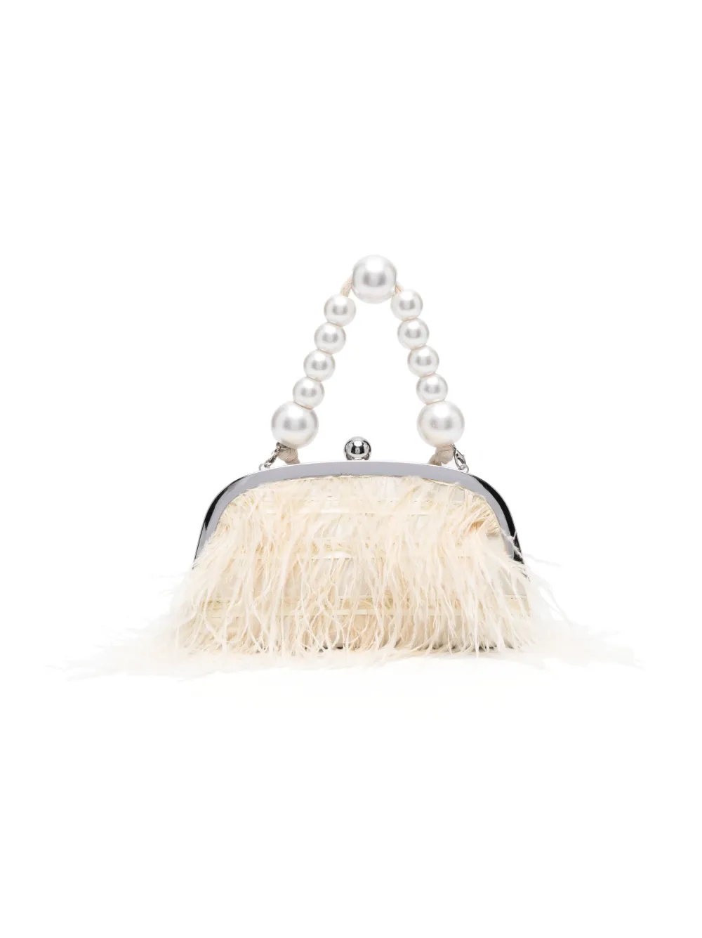 Shop Monnalisa Feather-detailing Clutch Bag In Neutrals