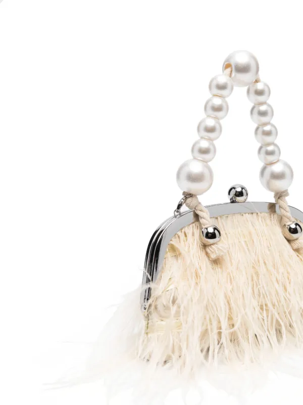 White feather clutch discount bag