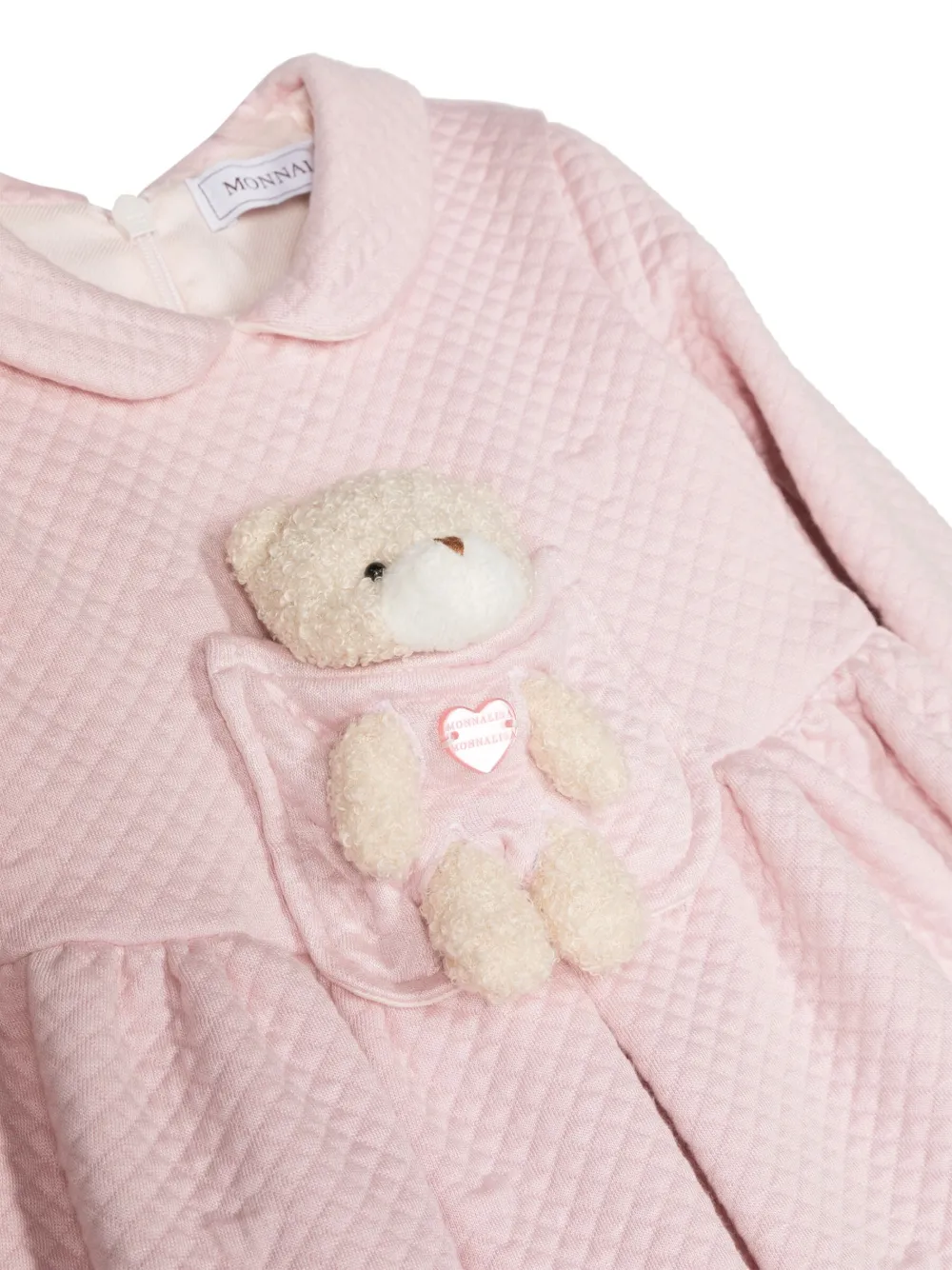 Shop Monnalisa Teddy Bear-detail Flared Dress In Pink