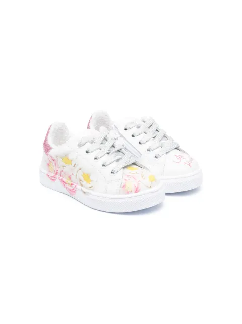 Monnalisa floral-print lace-up sneakers