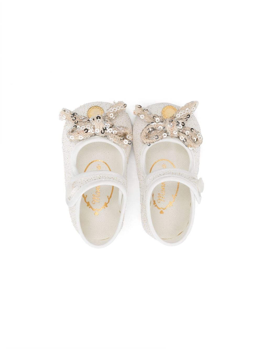 Shop Monnalisa Sequined Bow-detail Ballerinas In White