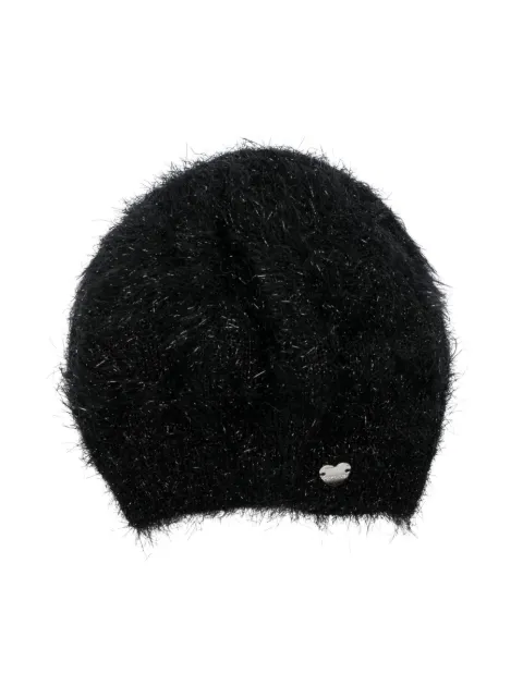 Monnalisa heart-charm frayed beanie