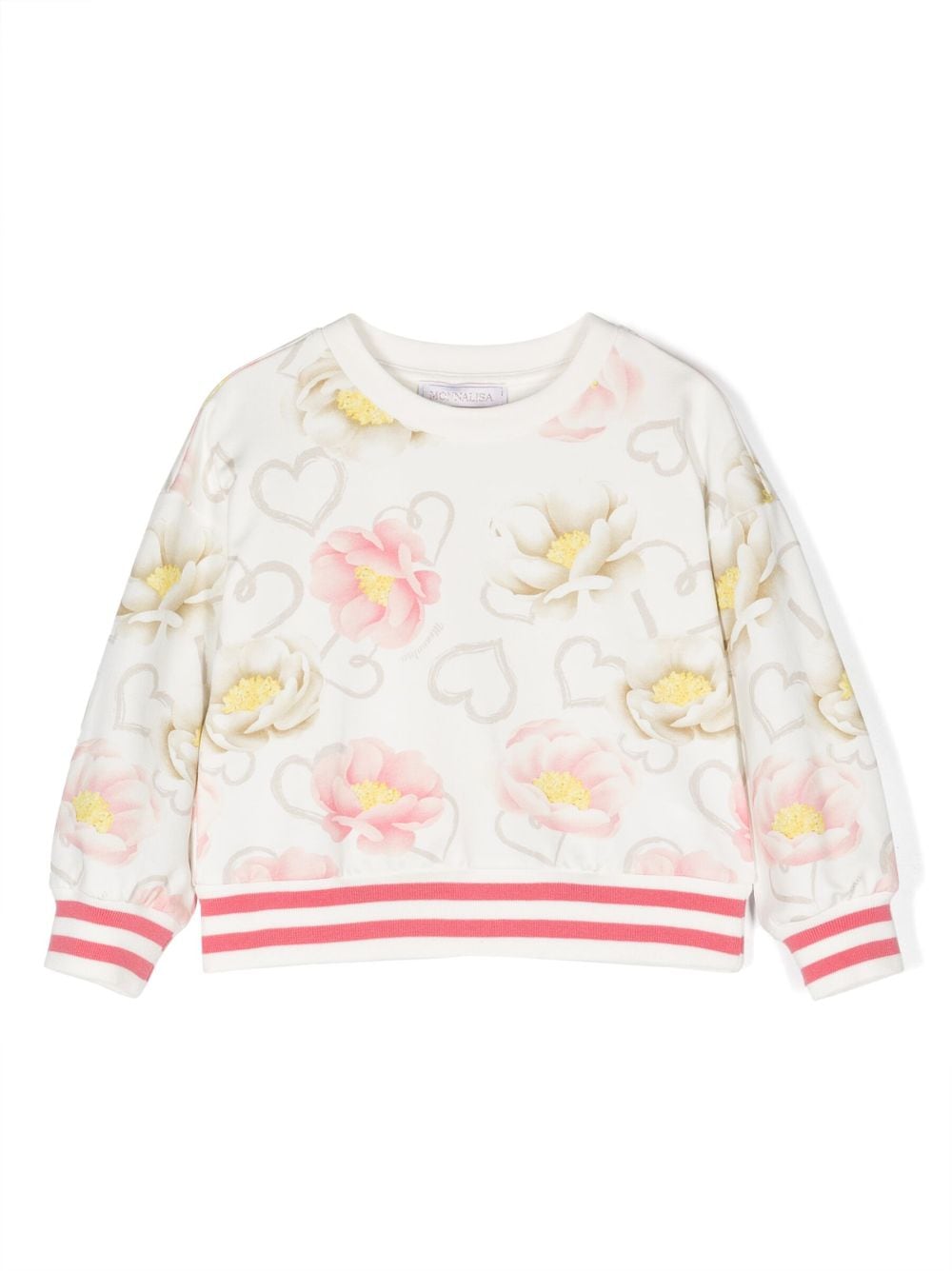 Monnalisa Kids' Floral-print Cotton Sweatshirt In White