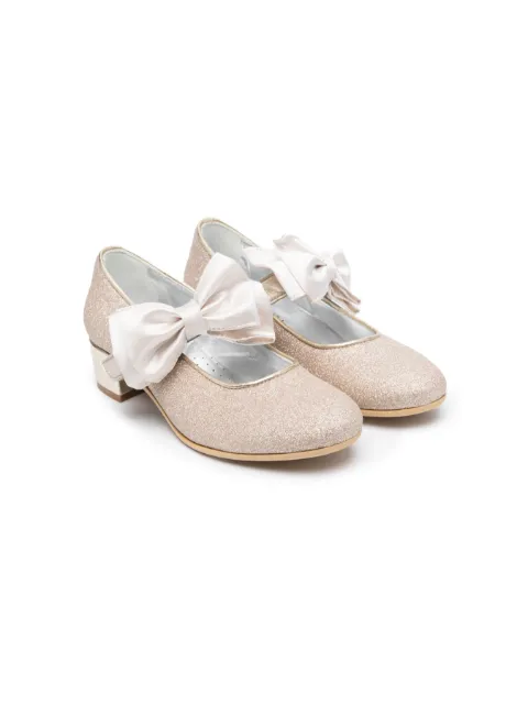 Monnalisa 35mm bow-detail leather ballerina shoes