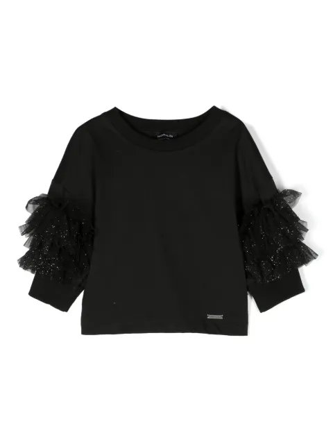 Monnalisa sudadera con cuello redondo y detalles de volantes