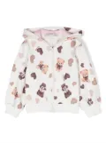 Monnalisa Teddy Bear zip-up hoodie - White