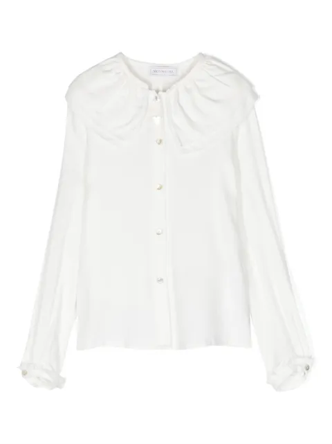 Monnalisa heart-charm bib-collar shirt 