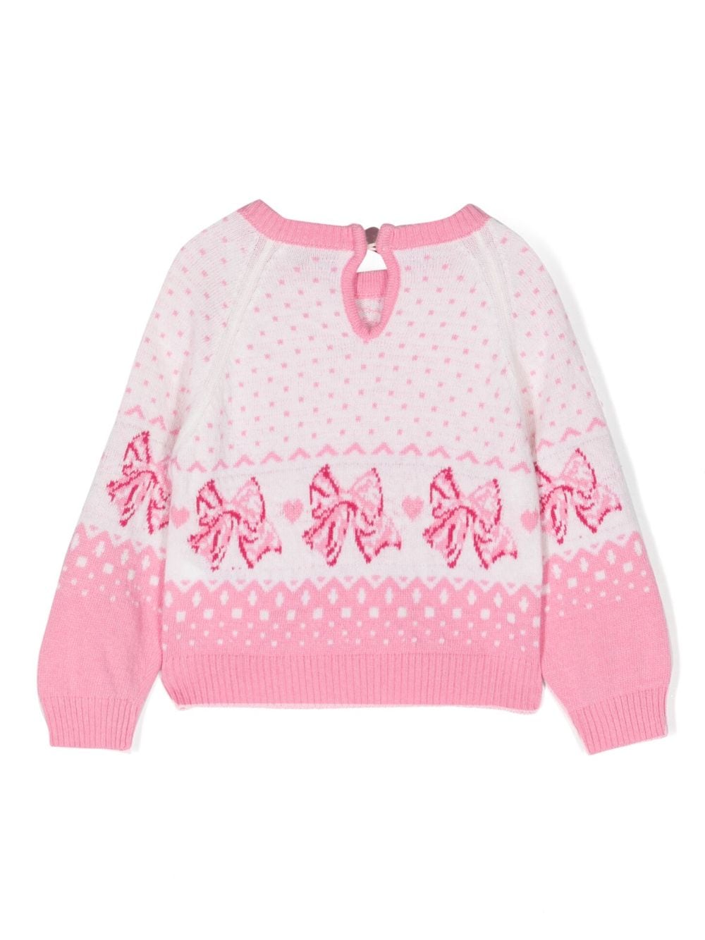 Shop Monnalisa Graphic-print Wool Jumper In Pink