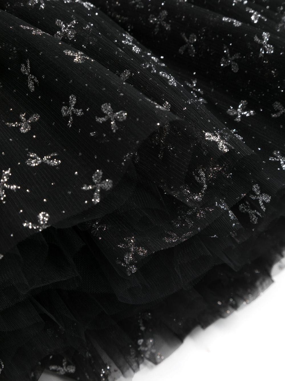 Shop Monnalisa Bow-print Glitter-detail Tulle Skirt In Black