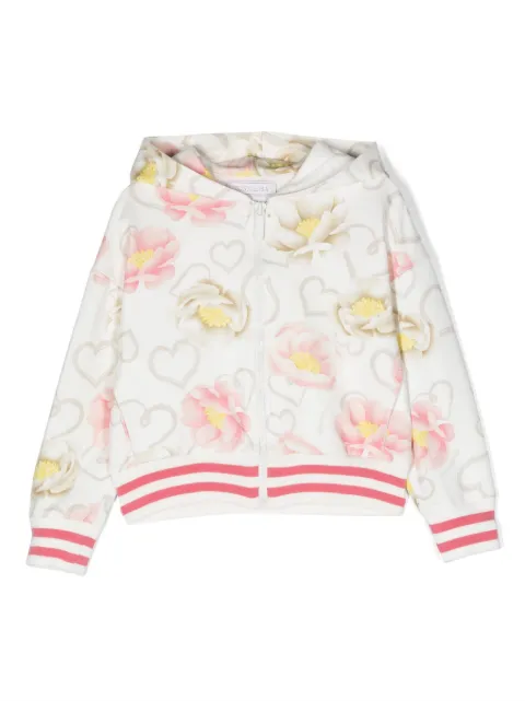Monnalisa floral-print zip-up jacket