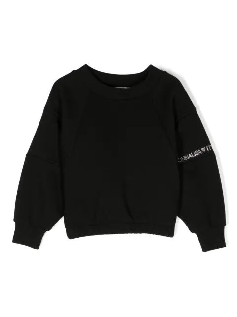 Monnalisa crystal-embellished logo-print sweatshirt 