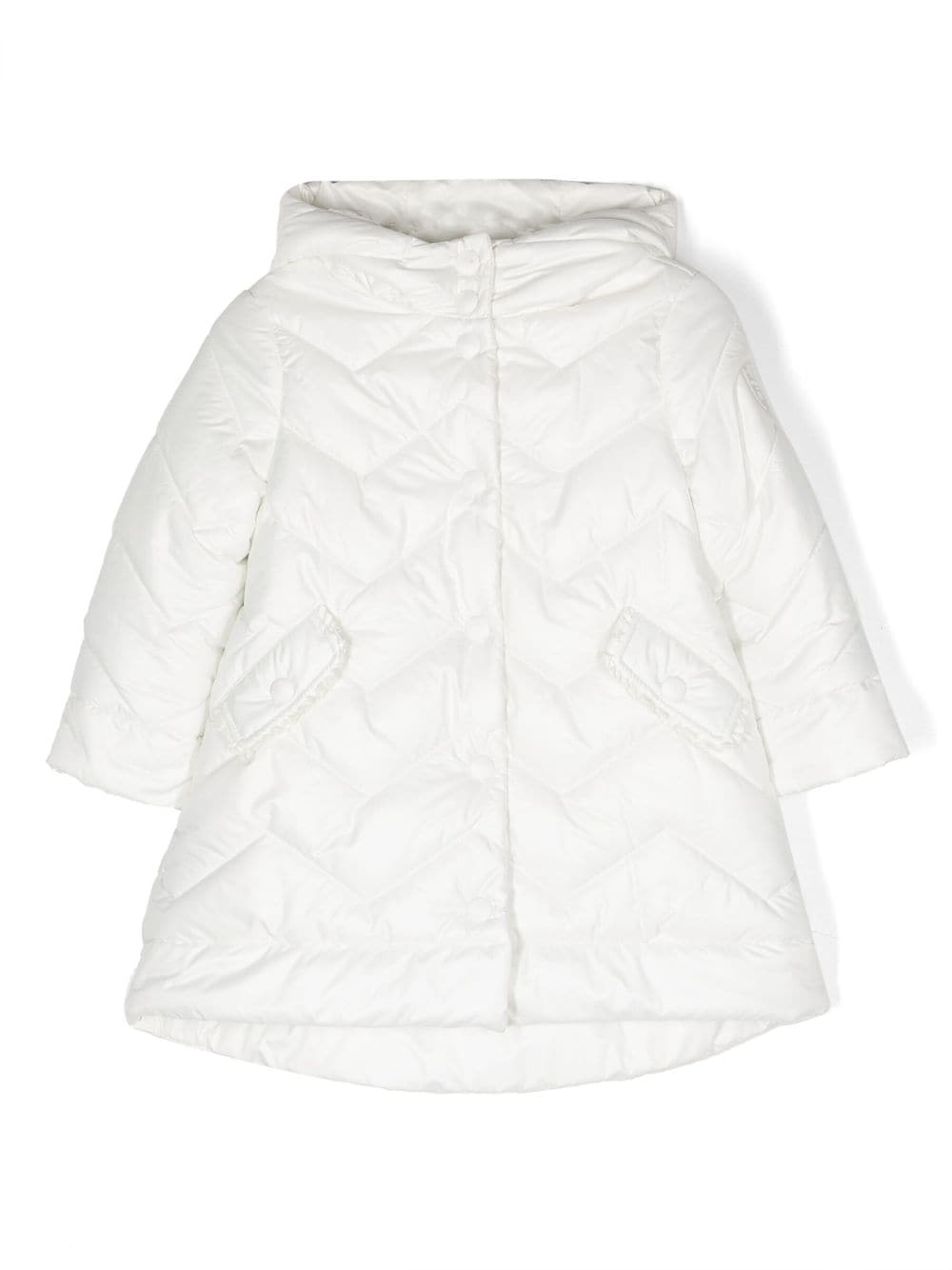 Shop Monnalisa Chevron-quilt Padded Coat In White