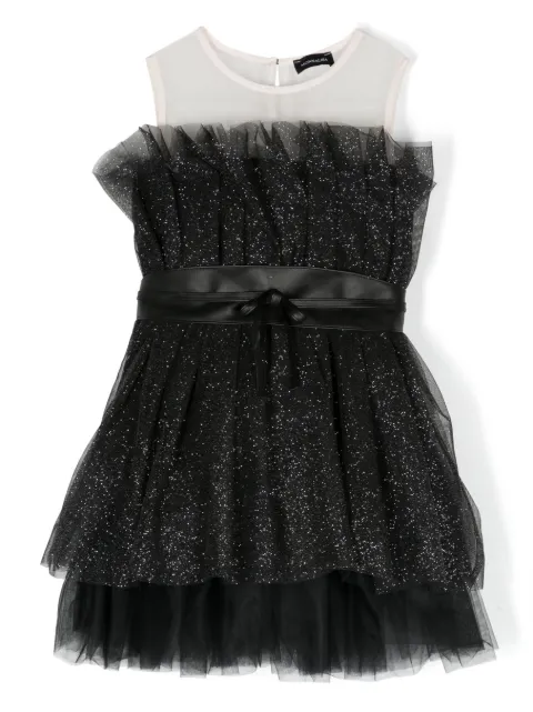 Monnalisa tulle-overlay sleeveless dress