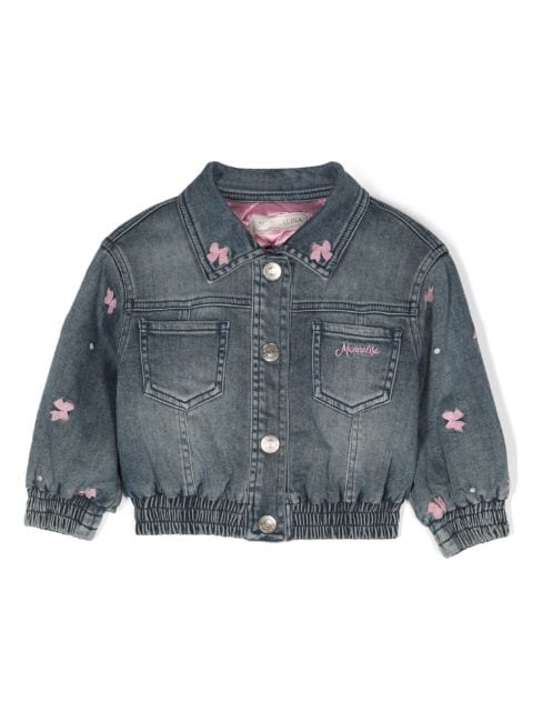 Monnalisa bow-patch denim jacket